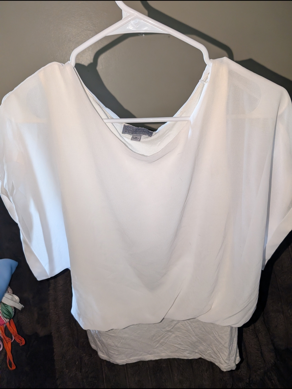 Joseph White Draped V-Neck Blouse